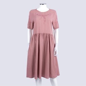 NWT Auguste the Label Carmencita Embroidered Cotton Midi Dress in Soft Rose